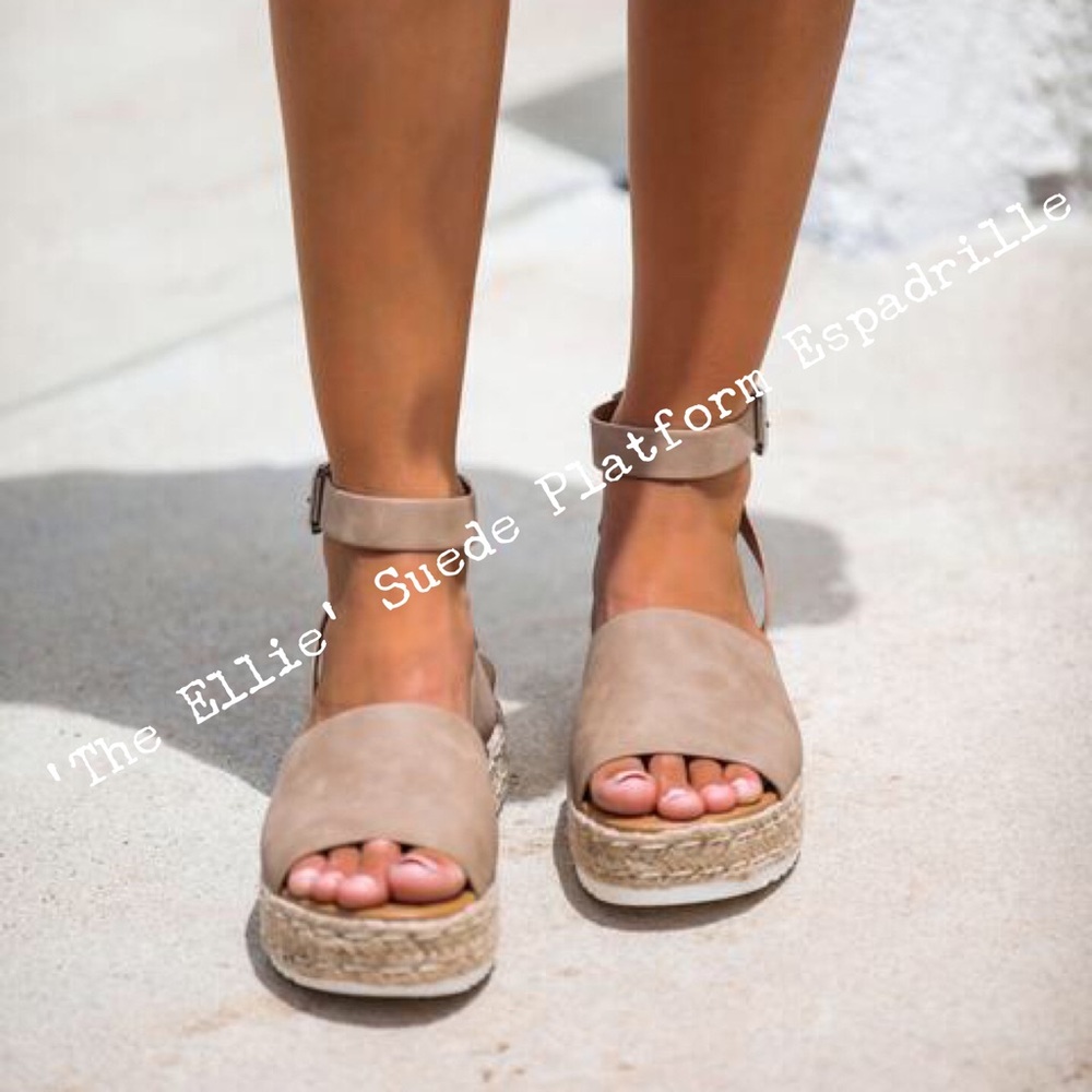 ‘The Ellie’ Suede Platform Espadrille In Natural